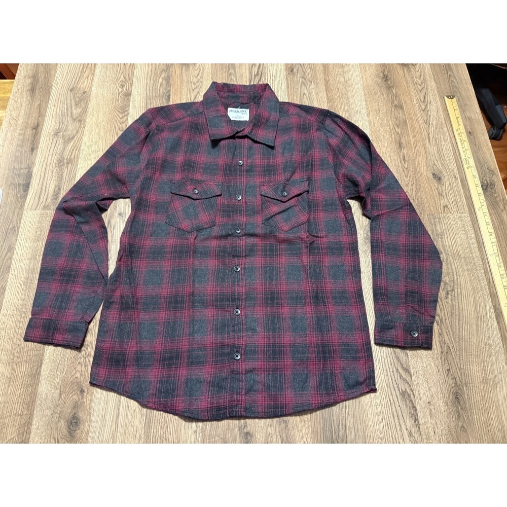 Mission Ridge Shirt, Men's Size Large, Red Black Plaid Long Sleeve Button Up